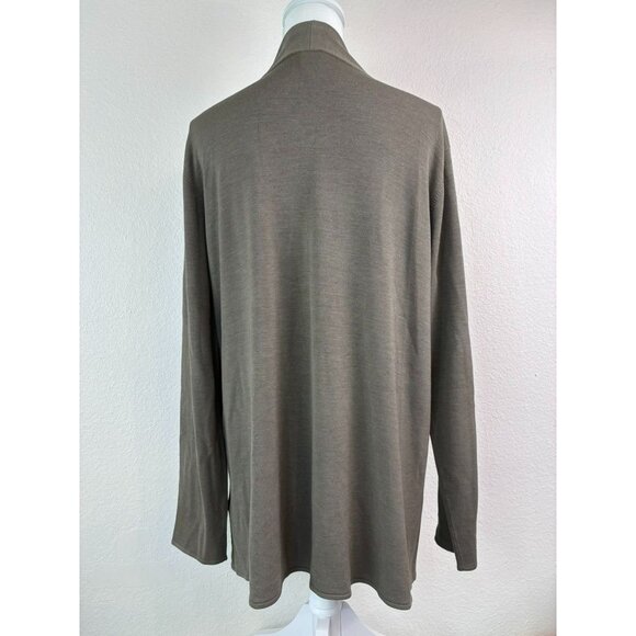Eileen‎ Fisher women's large grey brown open front cardigan silk blend stretch - Picture 6 of 7